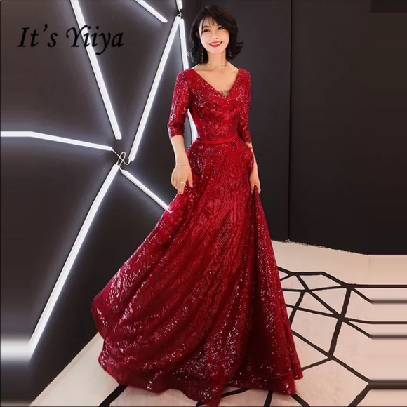 New! Red sequin floor length formal gown